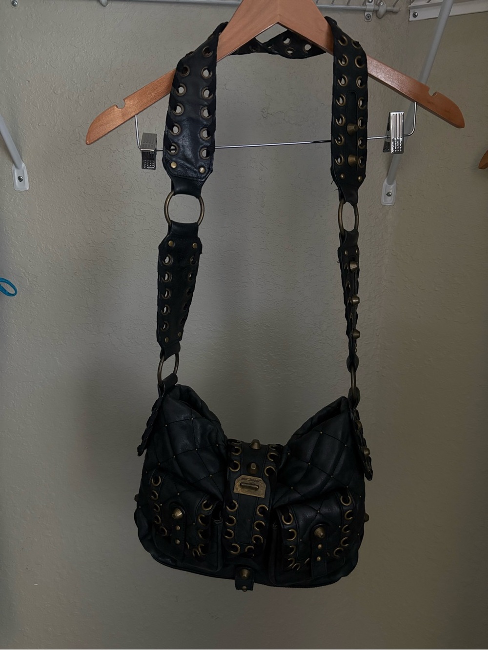 authentic Betsey Johnson Y2K vintage punk glam shoulder bag 🖤 - Picture 16 of 16